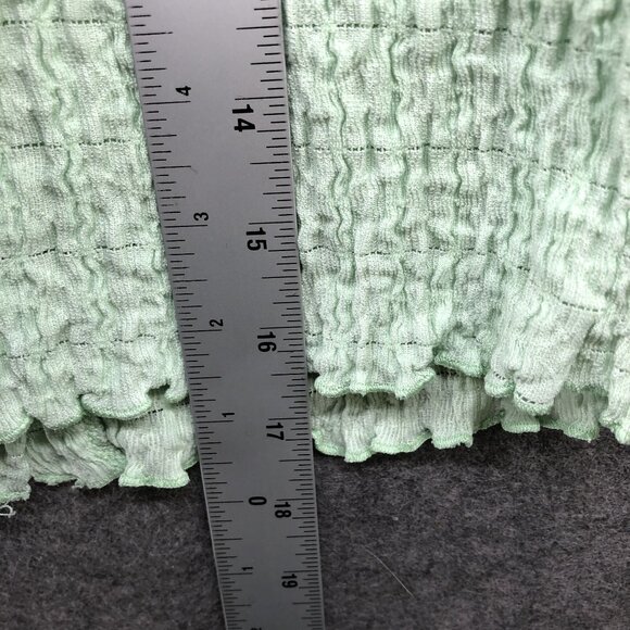 Urban Outfitters Crinkle Cropped Shirt Womens S Green Collared Short Sleeve - Picture 6 of 10